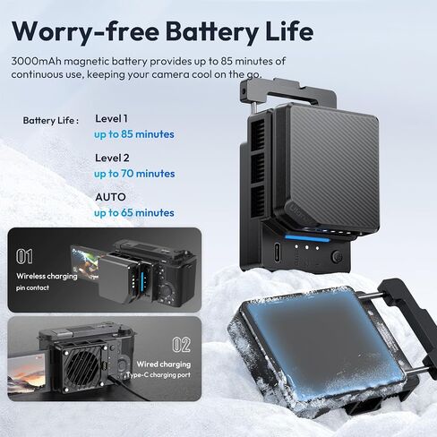ULANZI CU01 Camera Cooler Kit, for DSLR & Mirrorless, Semiconductor Cooling Fan: 3000mAh Magnetic Rechargeable Battery, 3 Speeds, Auto Temp Control for Video Recording (Battery+Cooler) in Saudi Arabia
