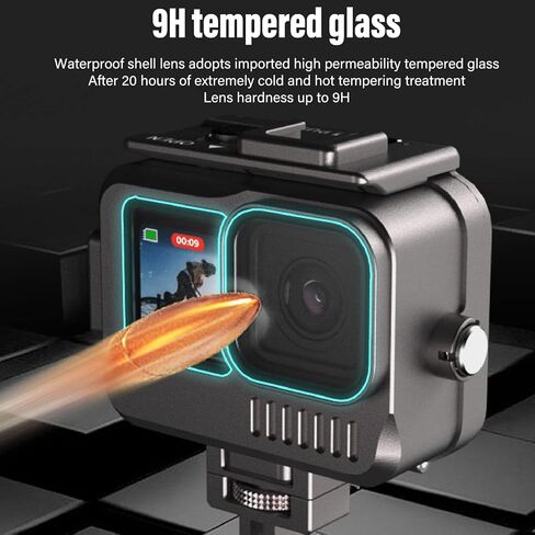 Water Proof Case, 40M Protective Diving Housing with 9H Tempered Glass Dual Cold Shoe Mount, Drop Resistance Cover, for Go Pro 11 10 9 in Saudi Arabia