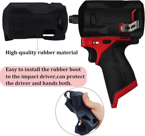 49-16-2554 Impact Driver Protective Boot Fits Milwaukee M12 FUEL 3/8in. and 1/2in. Stubby impact wrenches 2554-20 2555-20 2555P-20,Durable Rubber Cover,Black (Boot Only) in Saudi Arabia