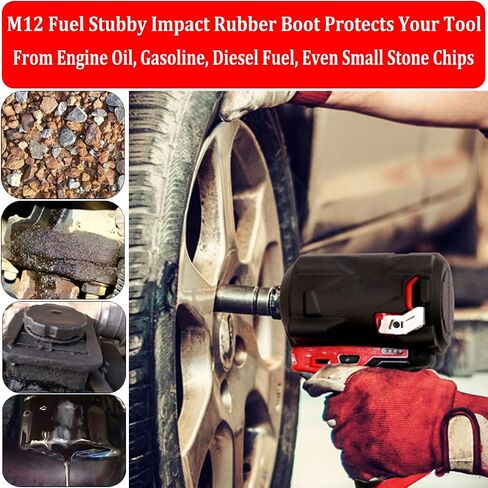 49-16-2554 Impact Driver Protective Boot Fits Milwaukee M12 FUEL 3/8in. and 1/2in. Stubby impact wrenches 2554-20 2555-20 2555P-20,Durable Rubber Cover,Black (Boot Only) in Saudi Arabia