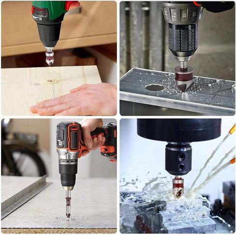 Countersink Drill Bit Set 6PCS Wood Working Tools and Accessories Drill Bit Set High-Speed Steel Countersink with 1/4", 3/8", 1/2", 5/8", and 3/4" Hex Shank Counter Sink Bits for Wood, Metal, Plastic in Saudi Arabia