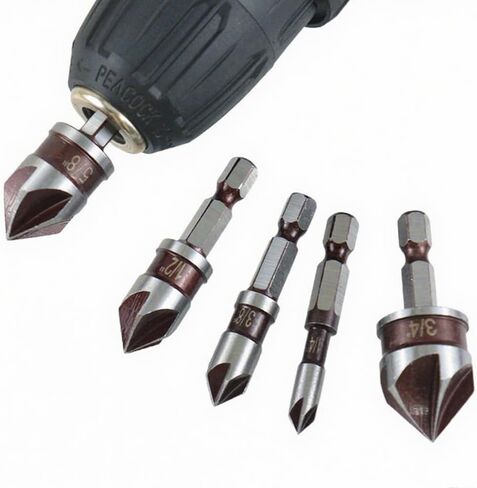 Countersink Drill Bit Set 6PCS Wood Working Tools and Accessories Drill Bit Set High-Speed Steel Countersink with 1/4", 3/8", 1/2", 5/8", and 3/4" Hex Shank Counter Sink Bits for Wood, Metal, Plastic in Saudi Arabia