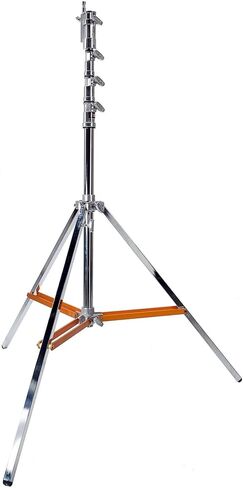 Matthews Hollywood Combo Triple Riser Stand – Tall Steel Light Stand with Leveling Leg for Filmmakers & Content Creators, 68 lb Load Capacity, 177.5" Max Height (Chrome) in Kuwait
