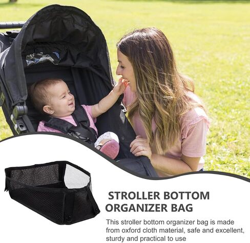 MERRYHAPY Stroller Mesh Storage Bag Universal Organizer for Baby Diapers Toys Essentials Lightweight Oxford Cloth Stroller Bottom Basket in Saudi Arabia