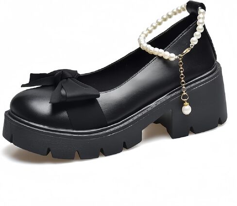 Women's Gothic Platform Mary Jane Shoes Vintage Round Toe for Women Ankle Strap Chunky Heel Pumps Uniform Party Dances Dress Shoes Size 5.5-9.5 in Saudi Arabia