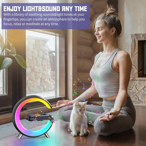Smart LED Table Lamp, Wireless Charger Pad, 15W Fast Wireless Charging Station Dock, Bedside Night Light, Alarm Clock, Bluetooth Speaker & App Control for Bedroom, Home Decor, Birthday, Christmas Gift in Saudi Arabia