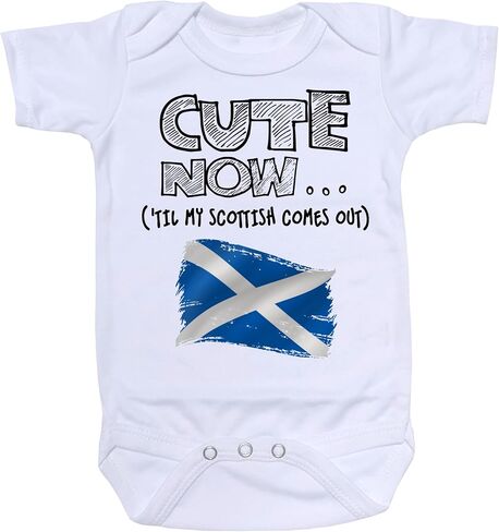 Cute Now... 'Til My Scottish Comes Out Infant Baby Scotland Flag Short Sleeve Bodysuit Shirt in Saudi Arabia