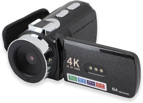 كاميرا فيديو VBESTLIFE Camcorder 64MP، تكبير رقمي 18X 4K WiFi Vlog Camera مع شاشة دوران 3180، كاميرا سفر مدمجة، 4800 مللي أمبير في الساعة in Kuwait