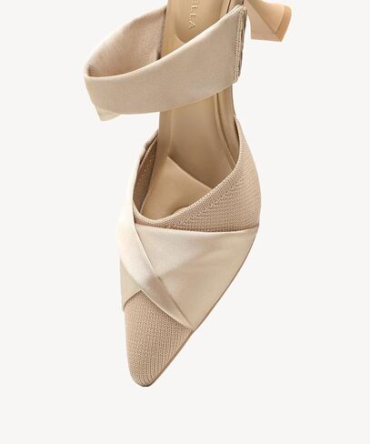 NEWBELLA Women's Pointed Toe Kitten Heel Mules - Elegant Slip-On Heeled Sandals, Low Heel Dress Shoes for Office, Wedding & Evening Wear in Saudi Arabia