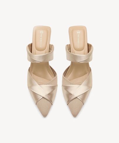 NEWBELLA Women's Pointed Toe Kitten Heel Mules - Elegant Slip-On Heeled Sandals, Low Heel Dress Shoes for Office, Wedding & Evening Wear in Saudi Arabia