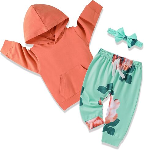 Baby Girl Clothes Fall Winter 0-4T Hoodie Tops Floral Pants Cute Headband Sets Toddler Girl Outfits in Saudi Arabia
