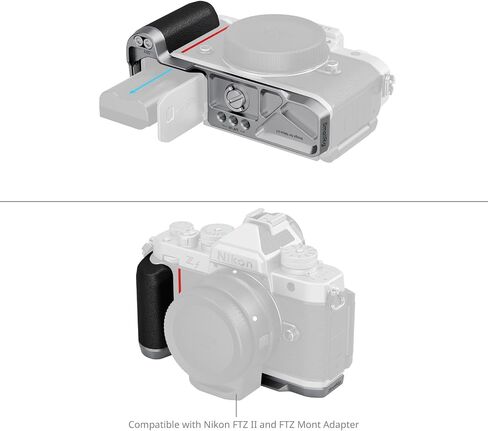 SmallRig Silicone L-Shape Grip for Nikon Z f Built-in Quick Release Plate for Arca and Wrist Strap Hole, Ergonomic Silicone Handgrip with 1/4"-20 Threaded Holes for Tripods (Silver) - 5706 in Saudi Arabia