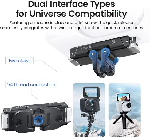 حامل مغناطيسي سريع التحرير لـ Insta360 Go Ultra، مع منفذ ملولب 1/4 بوصة لملحقات حوامل ثلاثية القوائم لعصي سيلفي 360 Go Ultra، سبائك الألومنيوم لحامل كاميرا insta360 in Saudi Arabia