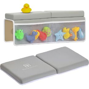 Bath Kneeler and Elbow Rest Pad Set – 1.5" Extra Thick Cushioned Kneeling Pad, Durable, Non-Slip Elbow Rest with Storage Pockets & 5 Bath Toys, Baby Bath Accessories Organizer in Saudi Arabia