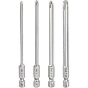 HARFINGTON 4pcs #0/1/2/3 Phillips Screwdriver Bit PH0+PH1+PH2+PH3 1/4" Hex Shank 2" (50mm) Long Magnetic Cross Head Drill Bits S2 Steel Industrial Screw Driver for Power Screwdrivers Drills in Kuwait