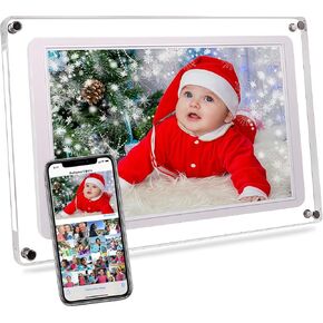 10.1-Inch Wi-Fi Digital Picture Frame with Frameo App - Acrylic Frame Design, 32GB Storage, IPS Touchscreen, Auto-Rotate, Easy Sharing via App (10.1-Acrylic) in Kuwait