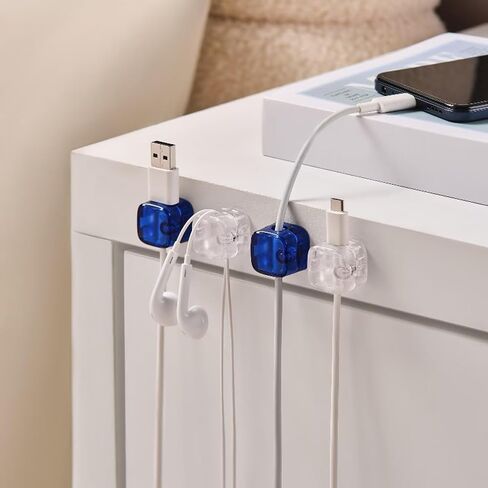 6Pack Color Cord Organizer Magnetic Cable Holder Clips - Desk Cable Management Clips, Charger Cord [Smooth Adjustable] for Nightstand Ofiice(Blue 6P) in Saudi Arabia