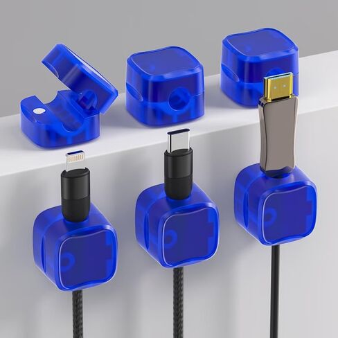6Pack Color Cord Organizer Magnetic Cable Holder Clips - Desk Cable Management Clips, Charger Cord [Smooth Adjustable] for Nightstand Ofiice(Blue 6P) in Saudi Arabia