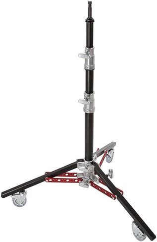 Matthews Studio Equipment Professional Monitor Stand II with or Without Casters – Double Riser, 70 lb Capacity, 75" Max Height, Military Black Chrome Finish, Smooth Mobility (Wheels Included) in Kuwait