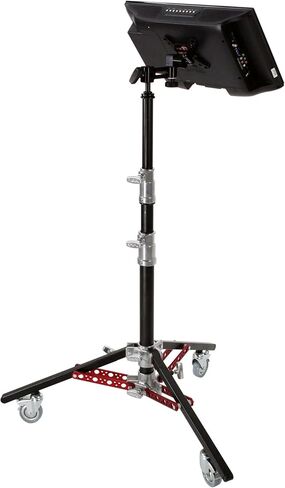Matthews Studio Equipment Professional Monitor Stand II with or Without Casters – Double Riser, 70 lb Capacity, 75" Max Height, Military Black Chrome Finish, Smooth Mobility (Wheels Included) in Saudi Arabia