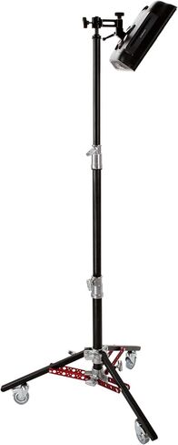 Matthews Studio Equipment Professional Monitor Stand II with or Without Casters – Double Riser, 70 lb Capacity, 75" Max Height, Military Black Chrome Finish, Smooth Mobility (Wheels Included) in Saudi Arabia
