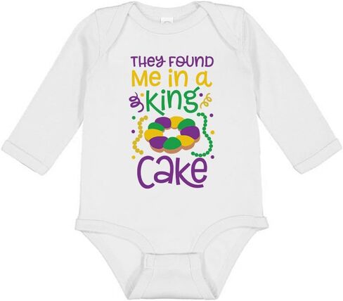 TATY Kids They Found Me in a King Cake Long Sleeve Baby Infant Bodysuit in Saudi Arabia