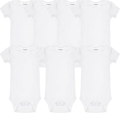 EVERYDAY KIDS 7 Pack Baby Bodysuits for Boys; 100% Soft Cotton Unisex Baby Bodysuit; 3 Sturdy Snaps for Diapering in Kuwait