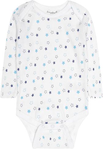 EVERYDAY KIDS 7 Pack Baby Bodysuits for Boys; 100% Soft Cotton Unisex Baby Bodysuit; 3 Sturdy Snaps for Diapering in Kuwait