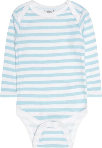 EVERYDAY KIDS 7 Pack Baby Bodysuits for Boys; 100% Soft Cotton Unisex Baby Bodysuit; 3 Sturdy Snaps for Diapering in Kuwait