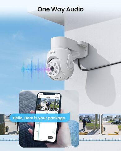 zosi 2 حزمة 360 درجة عرض عموم إمالة 1080p السلكية التناظرية hd tvi كاميرا الأمن في الهواء الطلق داخلي، 65ft الرؤية الليلية، صوت في اتجاه واحد، متوافق فقط مع نفس العلامة التجارية 1080p، 5mp و 4k أنظمة dvr cctv in Kuwait