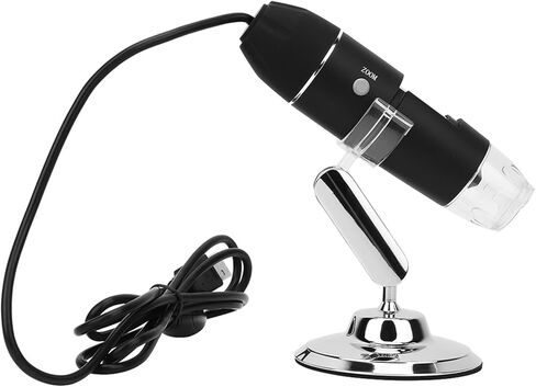 مجهر رقمي من Hyuduo، 1600X LED، بلاستيك، أسود، محمول باليد، USB، HD، مع دعامة، ميكرومتر، لمختبر العلوم، فحص النباتات، فحص الجلد in Kuwait