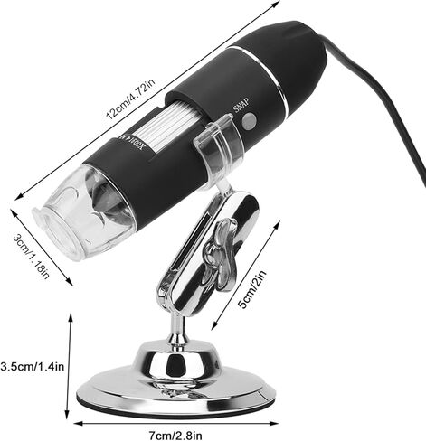 مجهر رقمي من Hyuduo، 1600X LED، بلاستيك، أسود، محمول باليد، USB، HD، مع دعامة، ميكرومتر، لمختبر العلوم، فحص النباتات، فحص الجلد in Kuwait