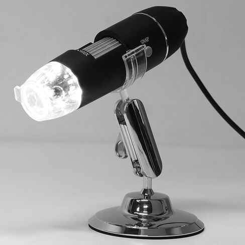 مجهر رقمي من Hyuduo، 1600X LED، بلاستيك، أسود، محمول باليد، USB، HD، مع دعامة، ميكرومتر، لمختبر العلوم، فحص النباتات، فحص الجلد in Kuwait