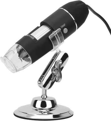 مجهر رقمي من Hyuduo، 1600X LED، بلاستيك، أسود، محمول باليد، USB، HD، مع دعامة، ميكرومتر، لمختبر العلوم، فحص النباتات، فحص الجلد in Kuwait