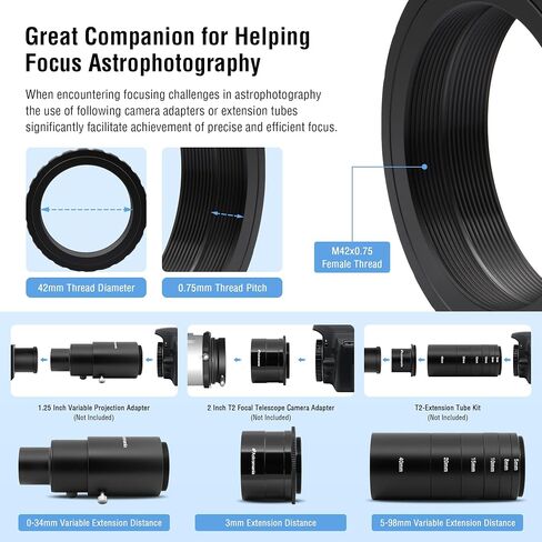 Astromania Metal T-Ring Adapter for Nikon DSLR/SLR - Bundle with - M48-T2 Adapter in Saudi Arabia