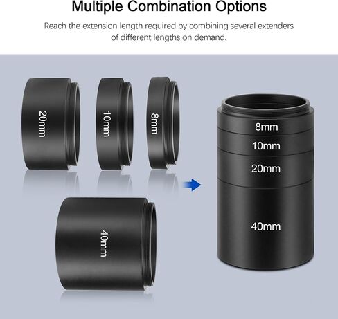 Astromania T-Ring Set for Canon EOS SLR/DSLR Cameras - Bundle with - T2-Extension Tube Kit 8 10 20 40mm in Saudi Arabia