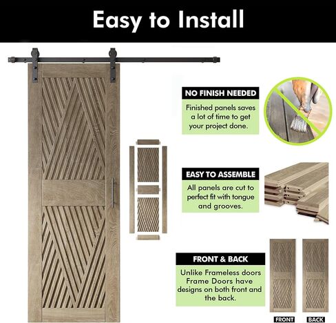 Homacer Classic Gray مقاس 26 بوصة × 80 بوصة تصميم ماسي ببابين للحظيرة مع مجموعة أدوات تثبيت غير تجاوزية، مسار بطول 9 أقدام، للاستخدام الداخلي فقط in Saudi Arabia