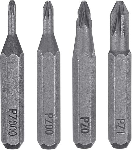 HARFINGTON 4pcs PZ000-PZ1 Pozi Screwdriver Bit Set 5/32" Hex Shank 28mm Magnetic Phillips Slotted Head Hex Bits S2 Steel Screw Driver Bit for Electric Manual Screwdrivers Precision Repair in Saudi Arabia