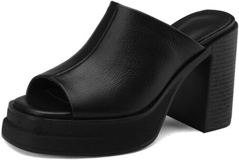 Women's Chunky Heel Thick Bottom Slippers Sandals New Fashion High Heels Wedding Party Dress Shoes in Saudi Arabia