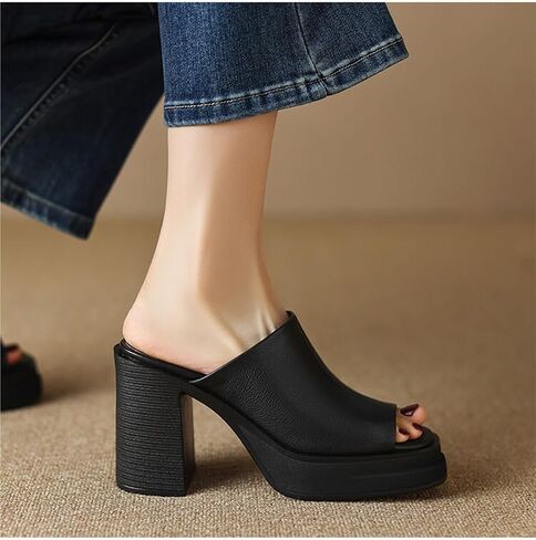 Women's Chunky Heel Thick Bottom Slippers Sandals New Fashion High Heels Wedding Party Dress Shoes in Saudi Arabia