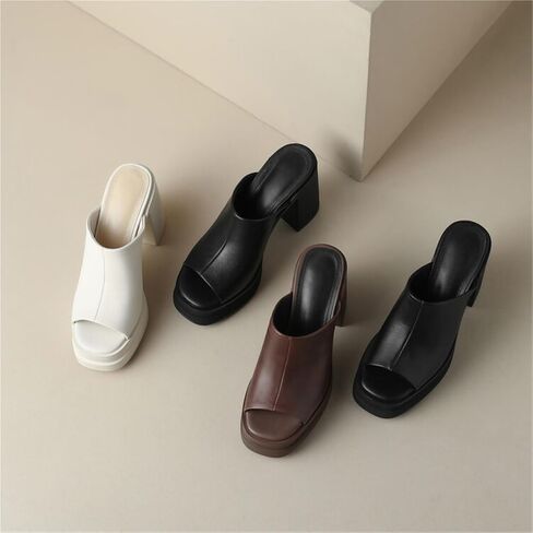 Women's Chunky Heel Thick Bottom Slippers Sandals New Fashion High Heels Wedding Party Dress Shoes in Saudi Arabia
