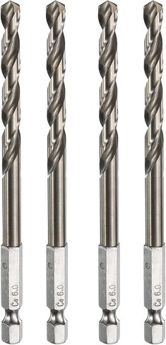 HARFINGTON 4pcs M35 High Speed Steel Cobalt Twist Drill Bit 6mm/0.24" Dia with Quick Change 1/4" Hex Shank Jobber Drill Bit for Metal, Steel, Copper, Aluminum, Zinc Alloy in Saudi Arabia