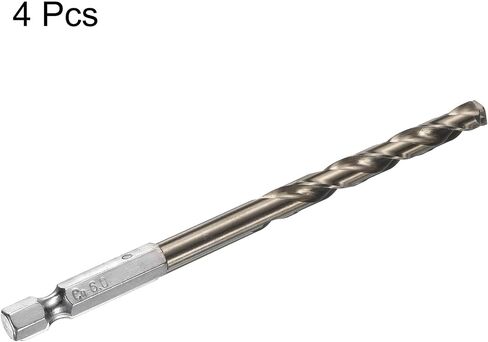 HARFINGTON 4pcs M35 High Speed Steel Cobalt Twist Drill Bit 6mm/0.24" Dia with Quick Change 1/4" Hex Shank Jobber Drill Bit for Metal, Steel, Copper, Aluminum, Zinc Alloy in Saudi Arabia