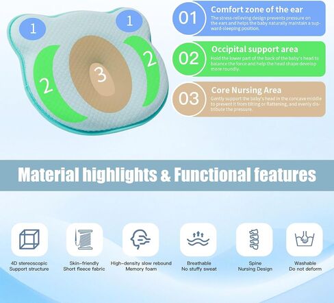 Organic Baby Infant Cushion Cotton Cover Comfortable Machine-Washable Head and Neck Support Baby Registry Must Have Memory Foam Donut Pillow in Saudi Arabia
