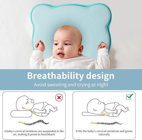 Organic Baby Infant Cushion Cotton Cover Comfortable Machine-Washable Head and Neck Support Baby Registry Must Have Memory Foam Donut Pillow in Saudi Arabia