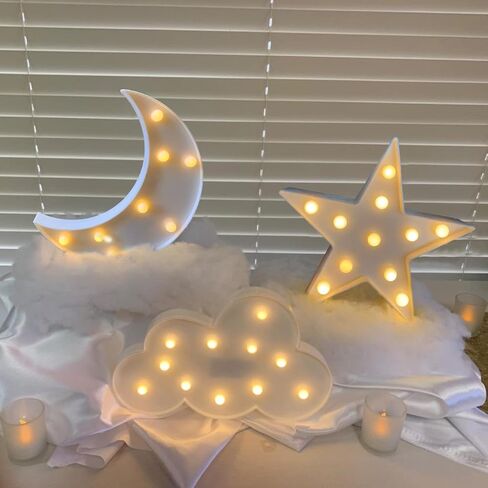 ضوء ليلي بشعار Stars Moon Clouds، بلاستيك، أبيض، مصباح فني زخرفي in Kuwait