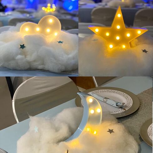 ضوء ليلي بشعار Stars Moon Clouds، بلاستيك، أبيض، مصباح فني زخرفي in Kuwait
