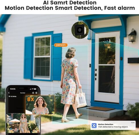 عبوتان من كاميرا النافذة بدقة 3 ميجابكسل 2 كيه، كاميرات نافذة للرؤية الليلية الملونة SpectraVivid AI لأمن المنزل، 2.4 جيجا و5 جيجا واي فاي، صفارة إنذار للكشف عن الأشخاص والحركة، صوت ثنائي الاتجاه، تسجيل 24/7، تثبيت سريع سهل in Kuwait