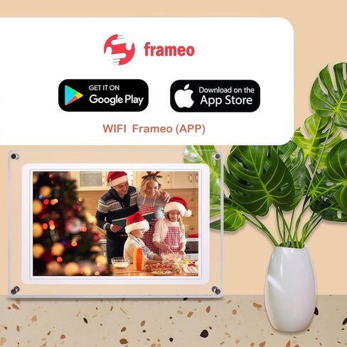 10.1-Inch Wi-Fi Digital Picture Frame with Frameo App - Acrylic Frame Design, 32GB Storage, IPS Touchscreen, Auto-Rotate, Easy Sharing via App (10.1-Acrylic) in Kuwait