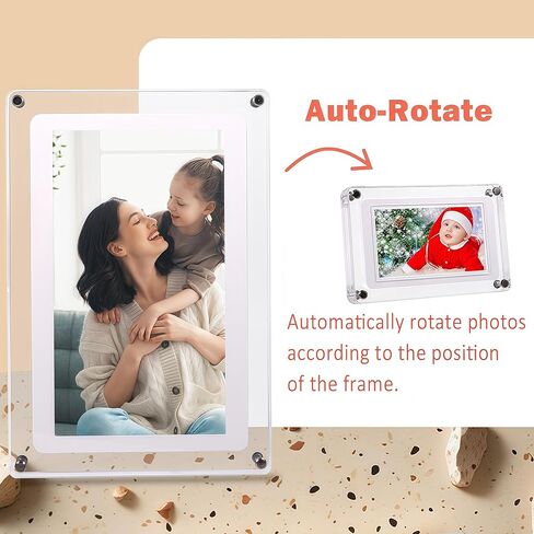 10.1-Inch Wi-Fi Digital Picture Frame with Frameo App - Acrylic Frame Design, 32GB Storage, IPS Touchscreen, Auto-Rotate, Easy Sharing via App (10.1-Acrylic) in Kuwait